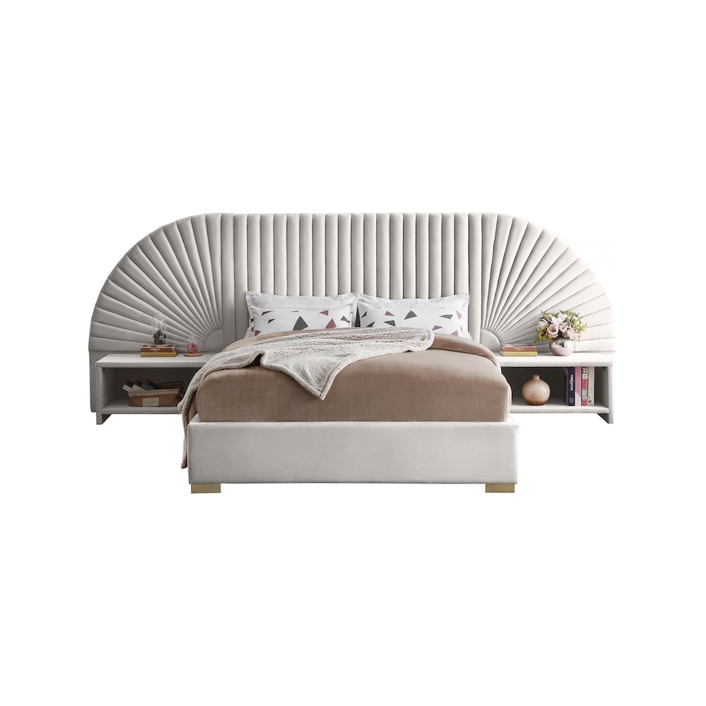 Cleo Cream Velvet King Bed