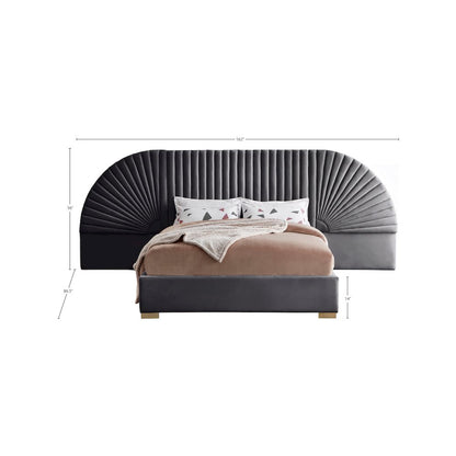 Cleo Grey Velvet King Bed