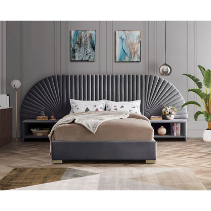 Cleo Grey Velvet King Bed