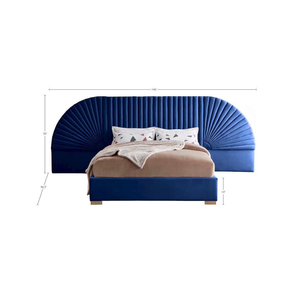 Cleo Navy Velvet Queen Bed