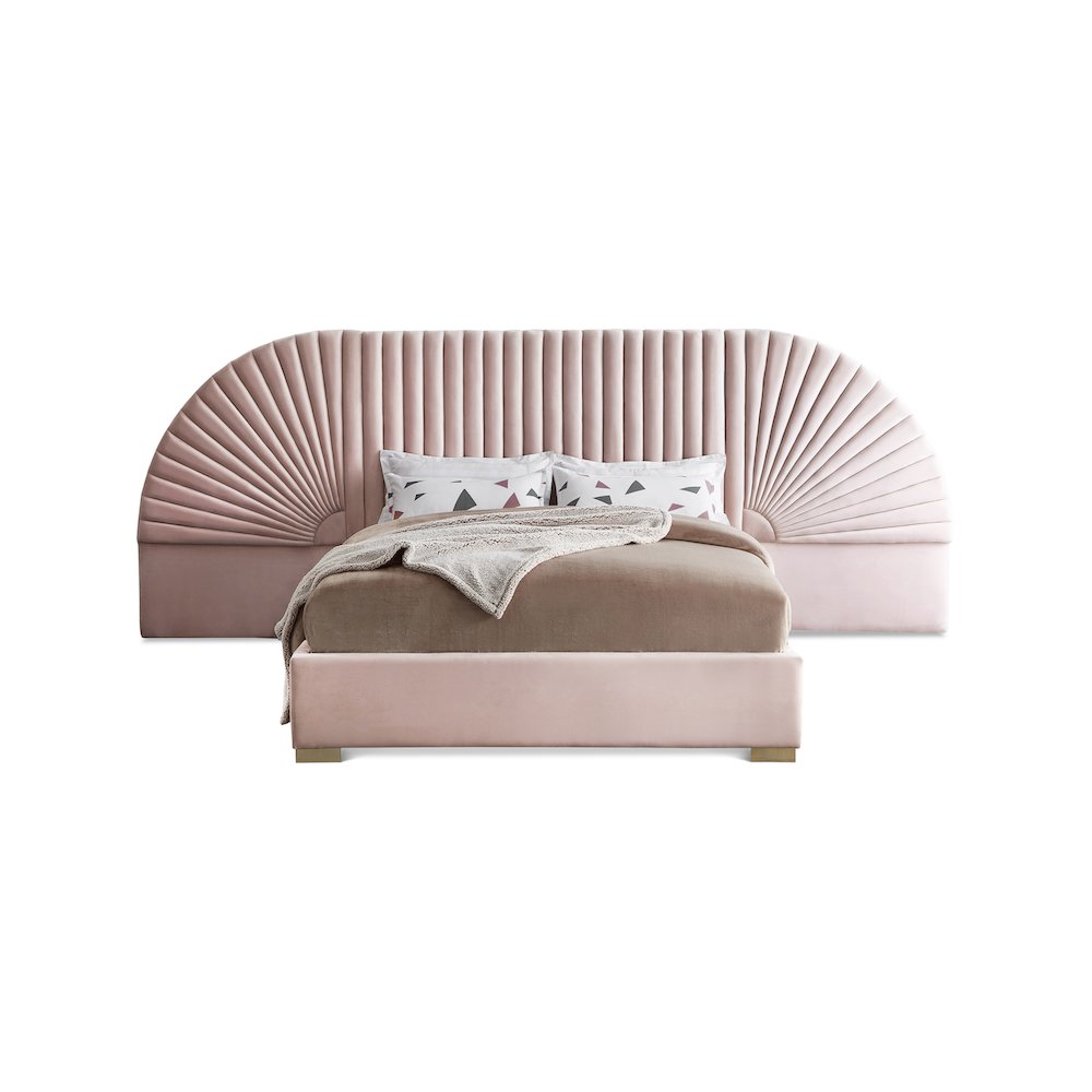 Cleo Pink Velvet King Bed