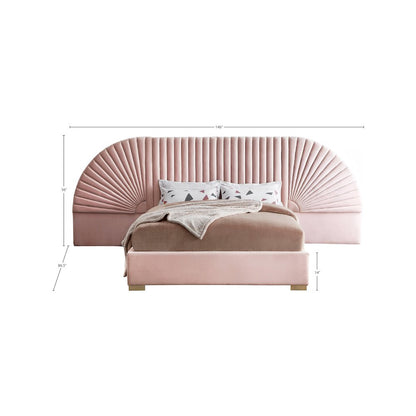 Cleo Pink Velvet Queen Bed