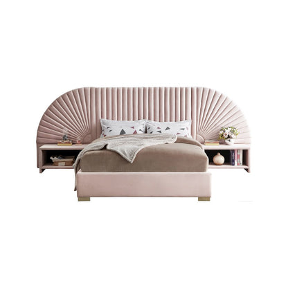 Cleo Pink Velvet Queen Bed