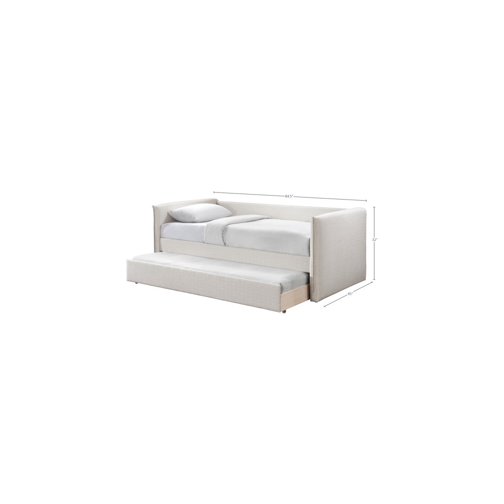 Colton Cream Linen Textured Fabric Twin Daybed