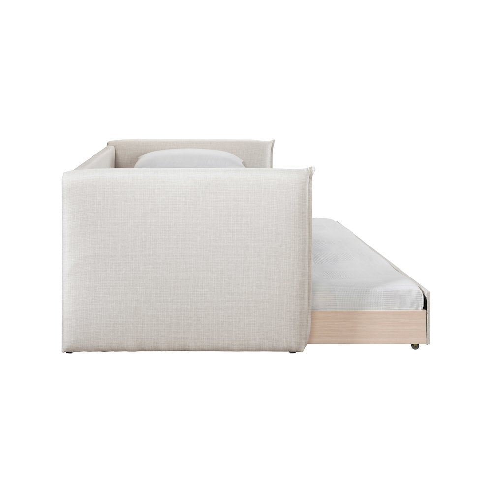 Colton Cream Linen Textured Fabric Twin Daybed