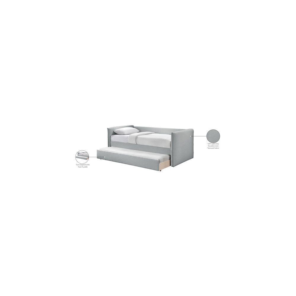 Colton Grey Linen Textured Fabric Twin Daybed