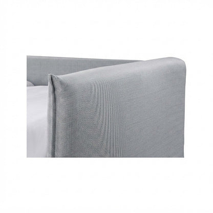 Twin Daybed with Pop-Up Trundle, Grey Linen Textured Fabric