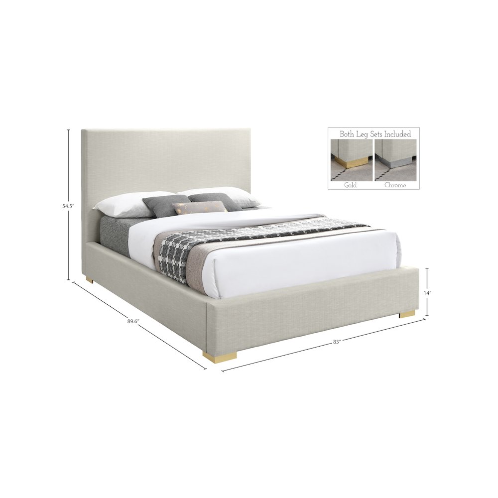 Crosby Beige Linen Textured Fabric King Bed