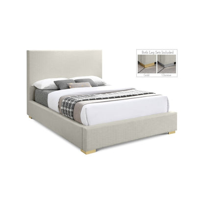 Crosby Beige Linen Textured Fabric King Bed