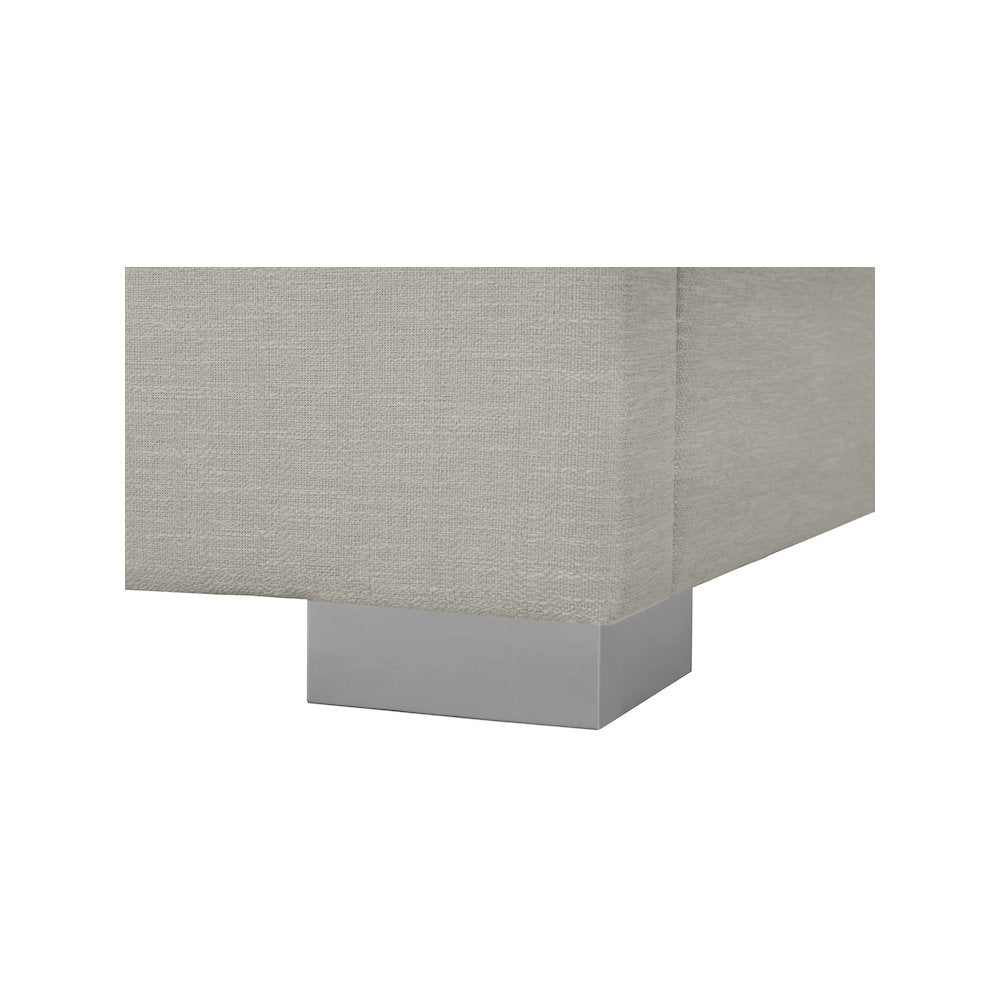 Crosby Beige Linen Textured Fabric King Bed