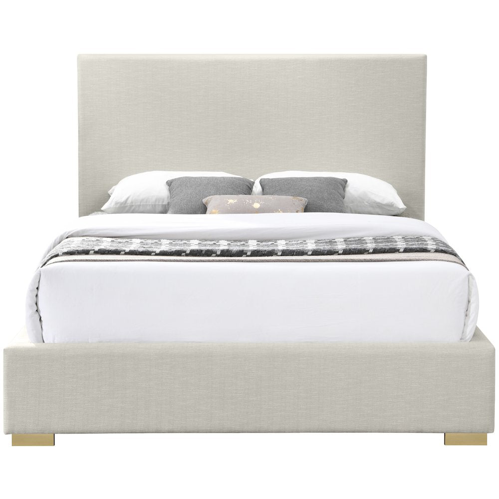 Crosby Beige Linen Textured Fabric King Bed