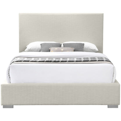 Crosby Beige Linen Textured Fabric King Bed