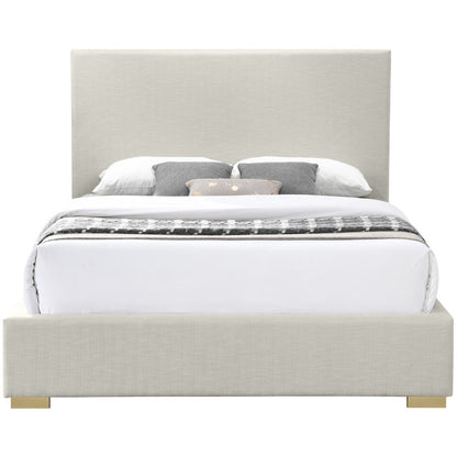 Crosby Beige Linen Textured Fabric Queen Bed