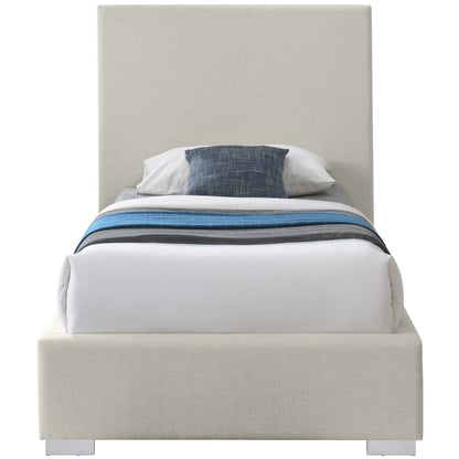 Crosby Beige Linen Textured Fabric Twin Bed