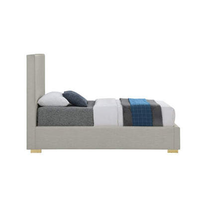 Crosby Beige Linen Textured Fabric Twin Bed