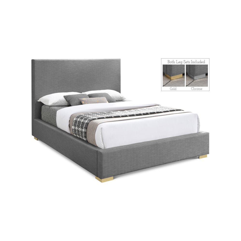 Crosby Grey Linen Textured Fabric King Bed