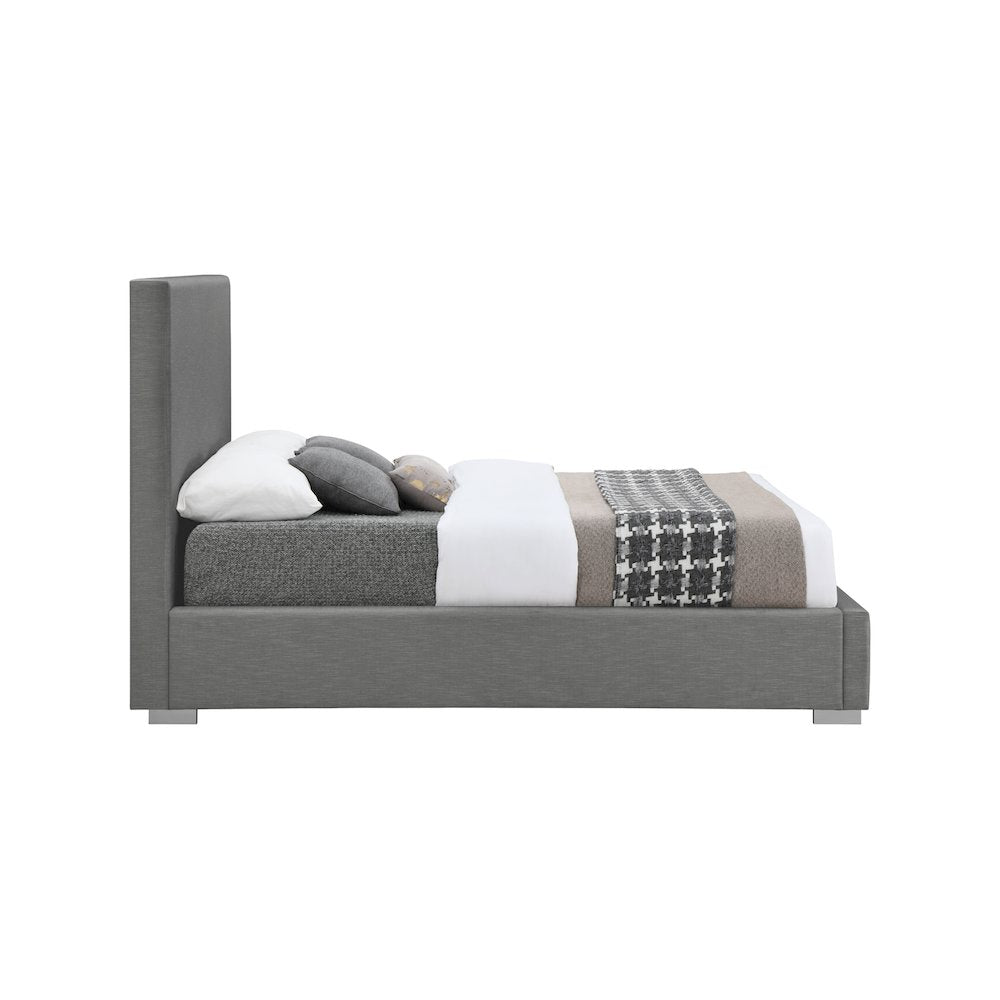 Crosby Grey Linen Textured Fabric King Bed