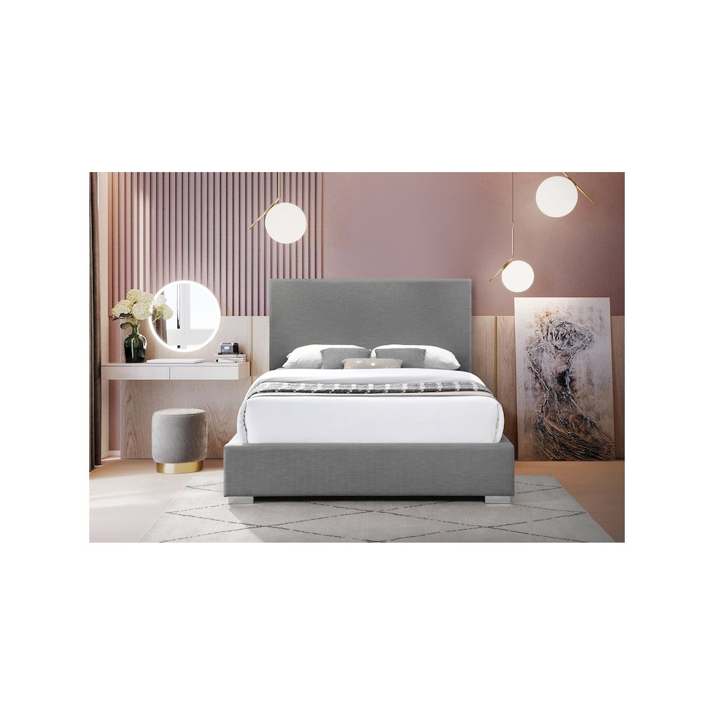 Crosby Grey Linen Textured Fabric King Bed