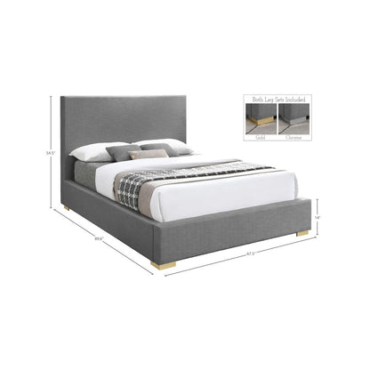 Crosby Grey Linen Textured Fabric Queen Bed