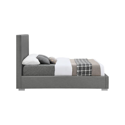 Crosby Grey Linen Textured Fabric Queen Bed