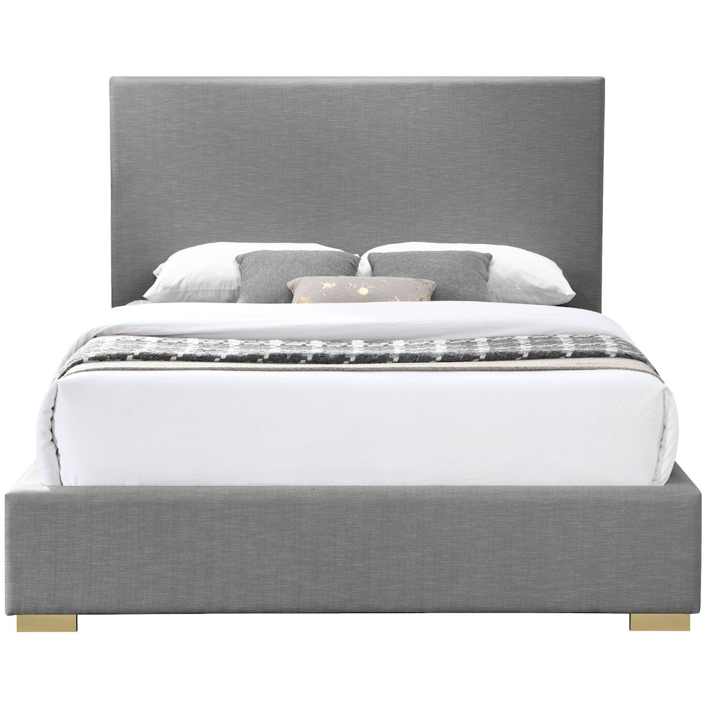 Crosby Grey Linen Textured Fabric Queen Bed