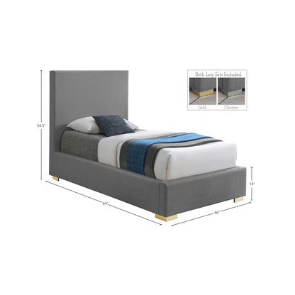 Crosby Grey Linen Textured Fabric Twin Bed