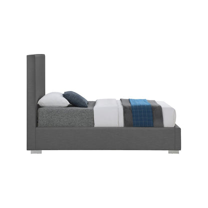 Crosby Grey Linen Textured Fabric Twin Bed