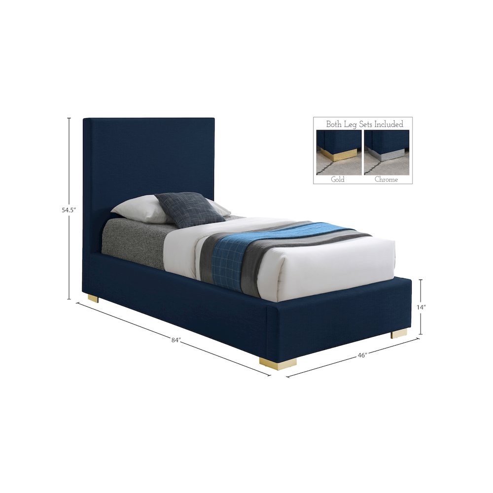 Crosby Navy Linen Textured Fabric Twin Bed