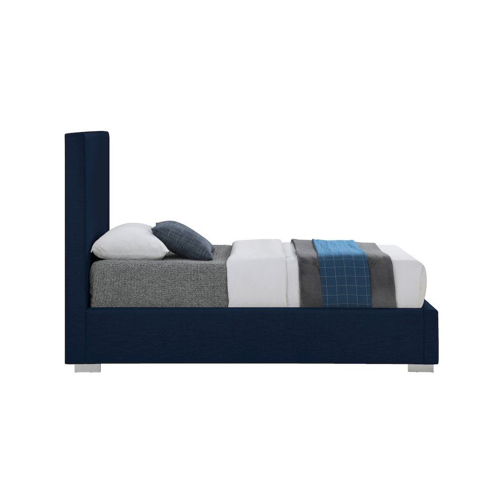 Crosby Navy Linen Textured Fabric Twin Bed
