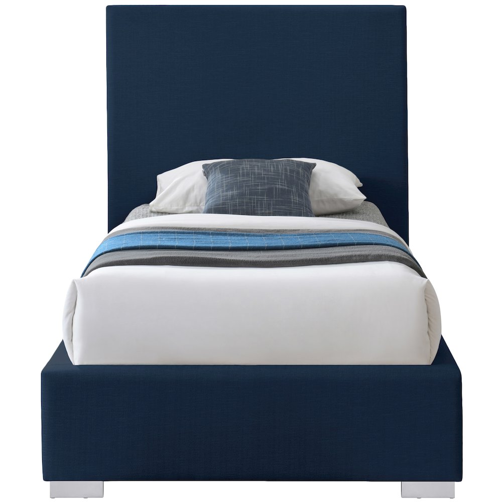 Crosby Navy Linen Textured Fabric Twin Bed