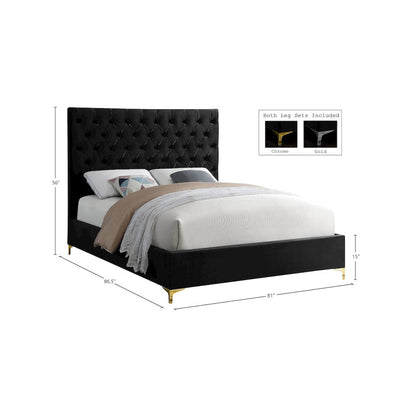 Cruz Black Velvet King Bed