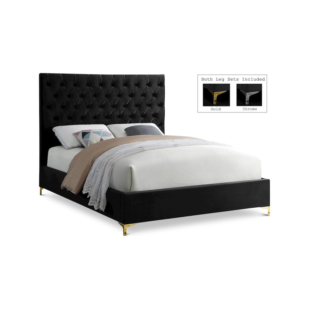 Cruz Black Velvet King Bed