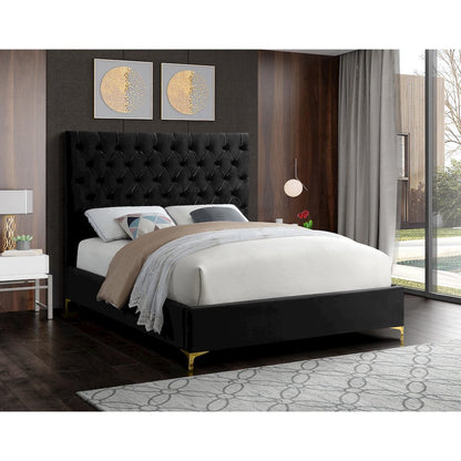 Cruz Black Velvet King Bed