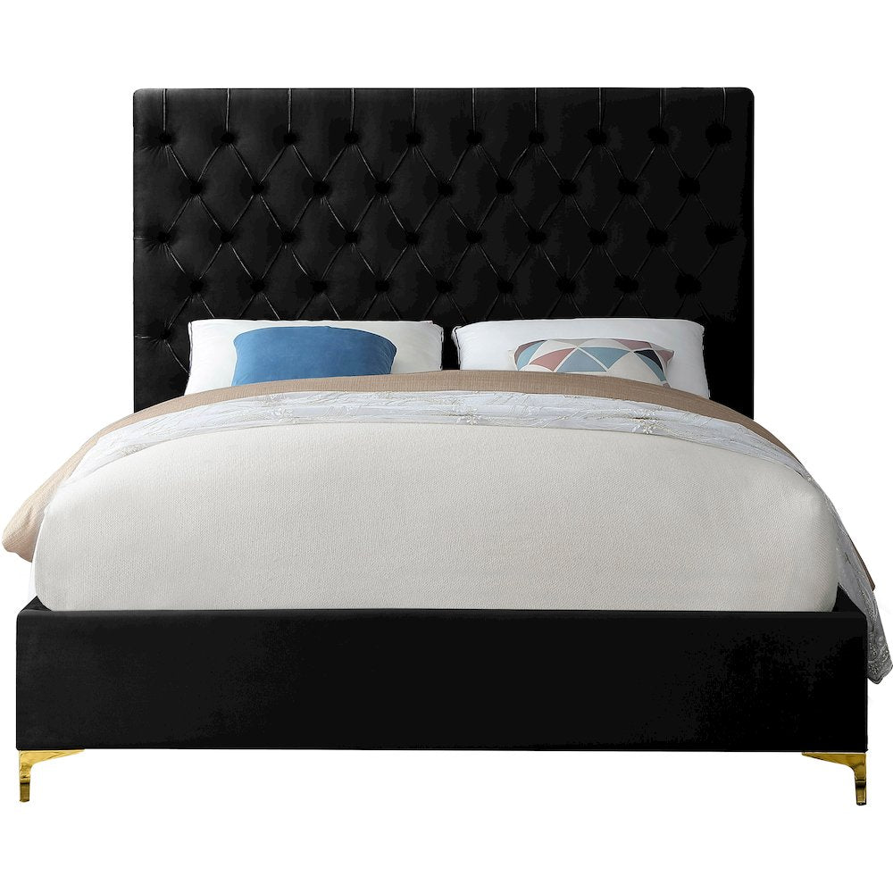 Cruz Black Velvet King Bed