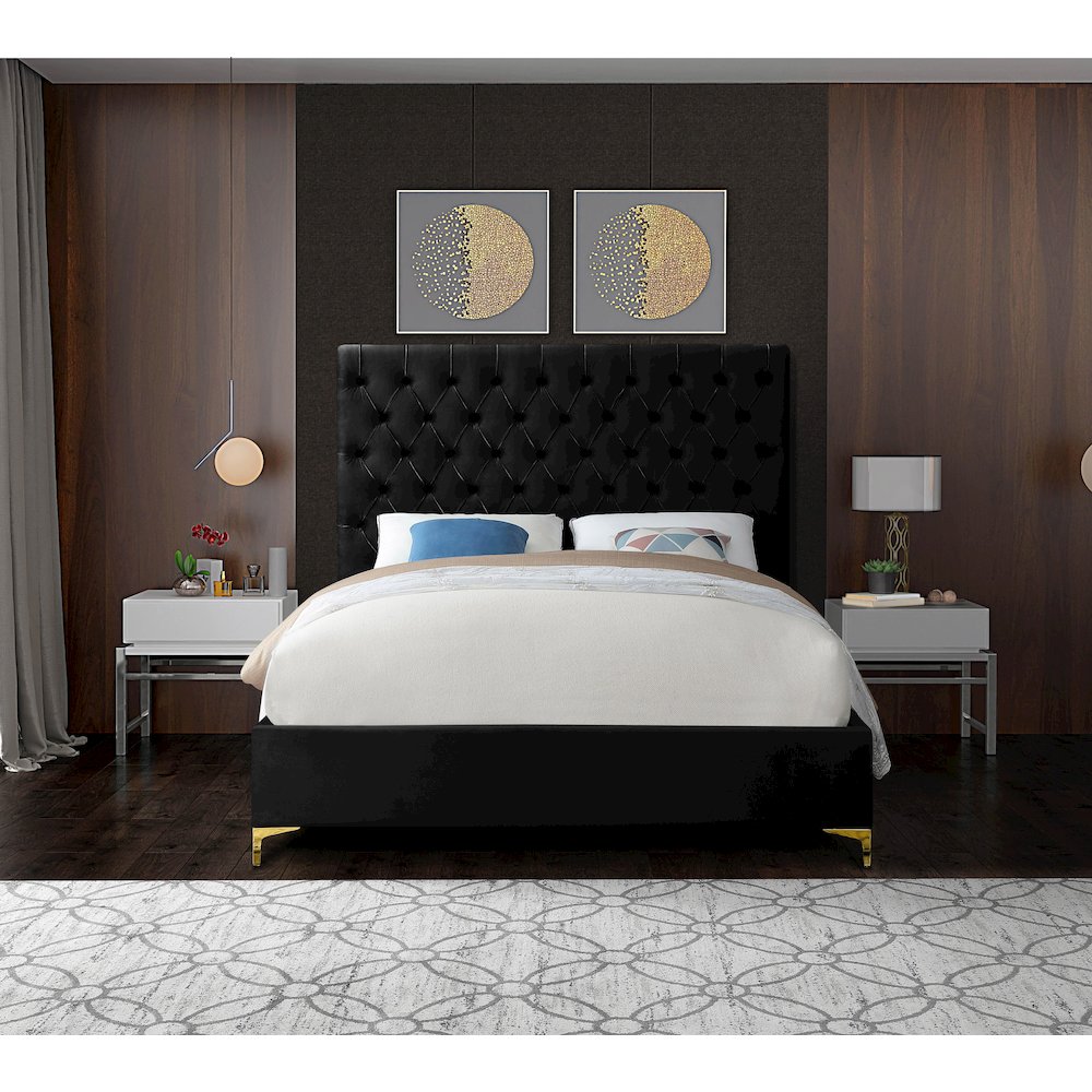 Cruz Black Velvet King Bed