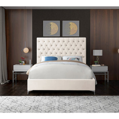 Cruz Cream Velvet Full Bed