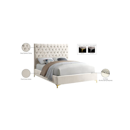 Cruz Cream Velvet King Bed
