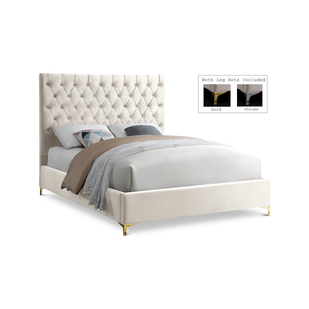 Cruz Cream Velvet King Bed