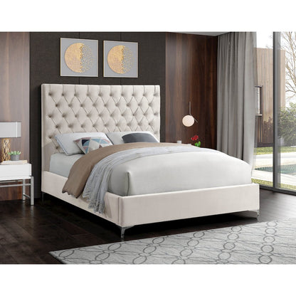 Cruz Cream Velvet King Bed