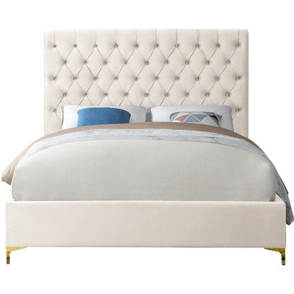Cruz Cream Velvet King Bed