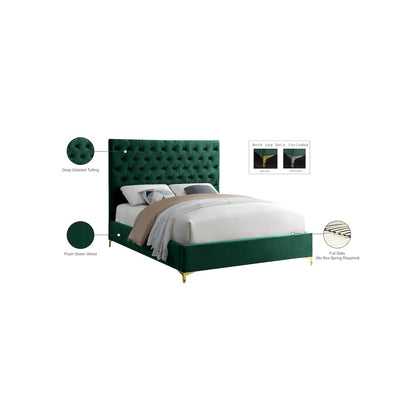 Cruz Green Velvet King Bed