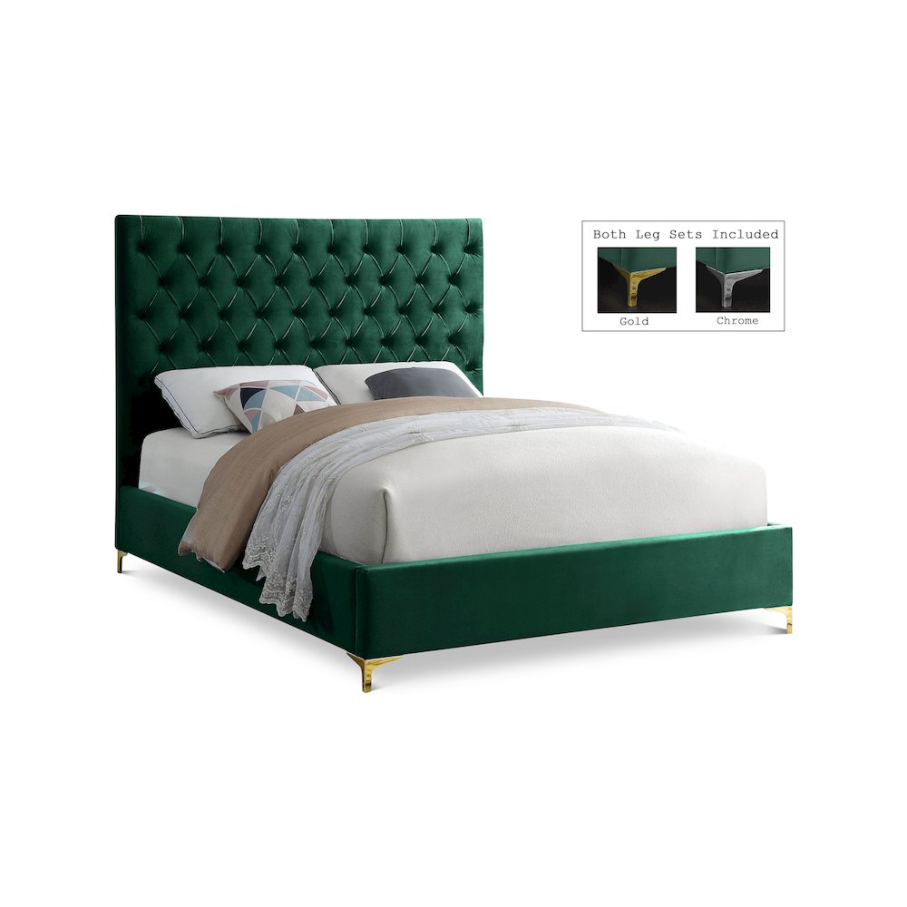 Cruz Green Velvet King Bed