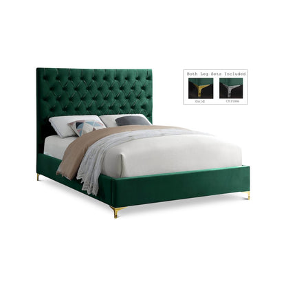 Cruz Green Velvet King Bed
