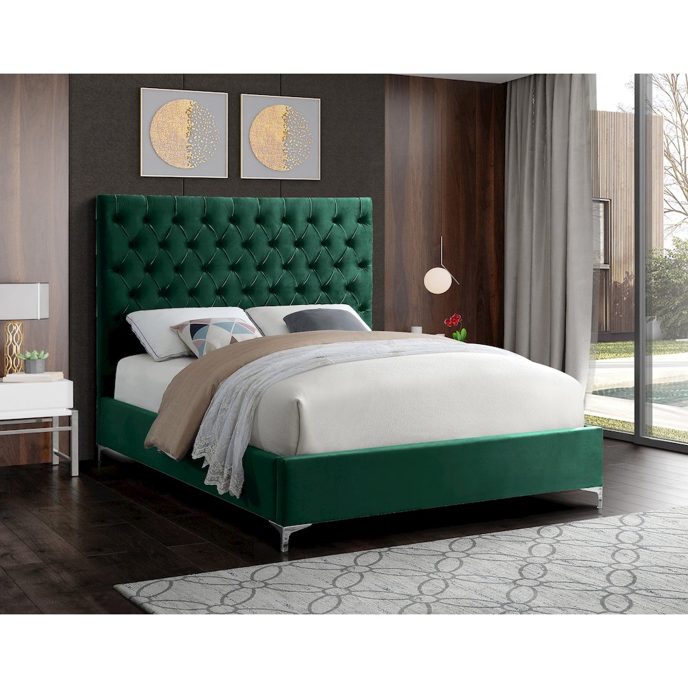 Cruz Green Velvet King Bed