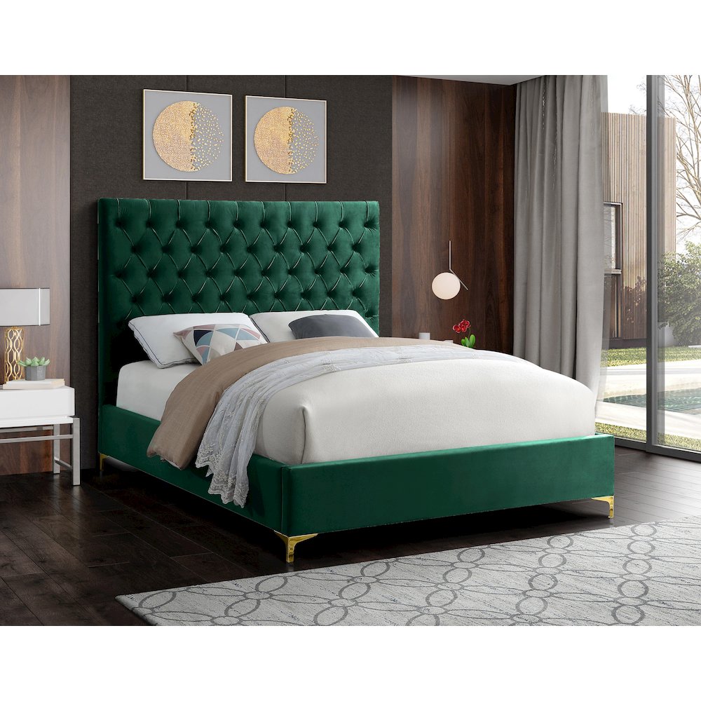 Cruz Green Velvet King Bed