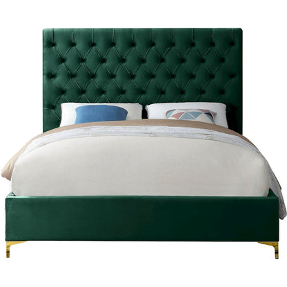 Cruz Green Velvet Queen Bed