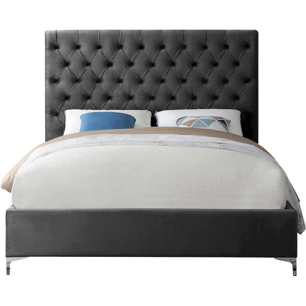 Cruz Grey Velvet Full Bed