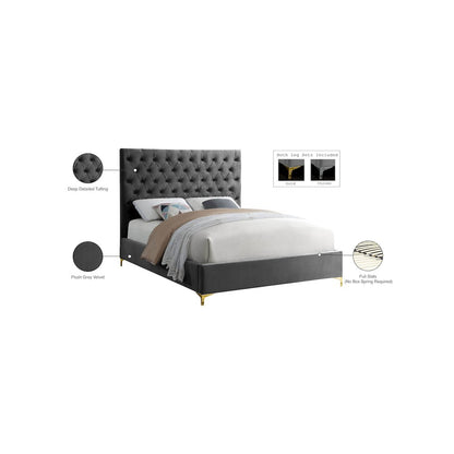 Cruz Grey Velvet King Bed