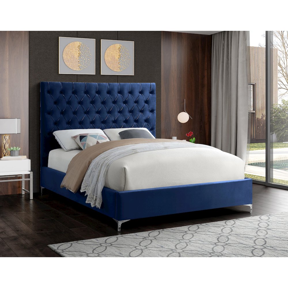 Cruz Navy Velvet Full Bed