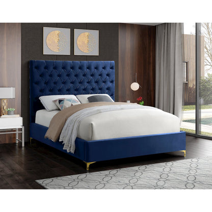 Cruz Navy Velvet Full Bed